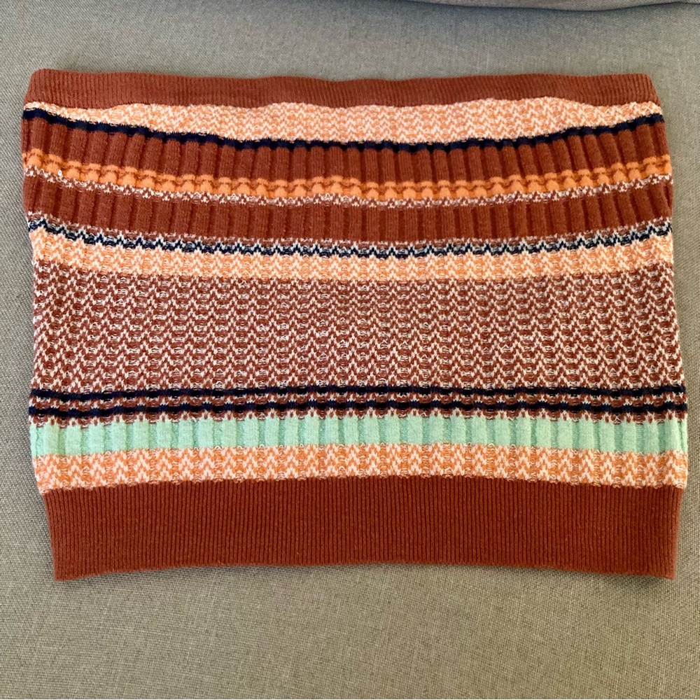 Aerie US size S Tube Top Knit Top- Brown Stripes With Fall Colors